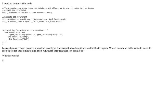 Wordpress: I need to get an array from the wordpress database смотреть онлайн