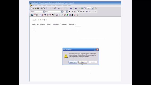 Inserting Excel object into MathCad short version смотреть онлайн