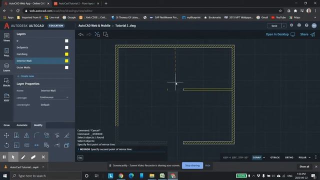 AutoCad Tutorial B Web Floor layout Interior Walls and Hatching смотреть онлайн