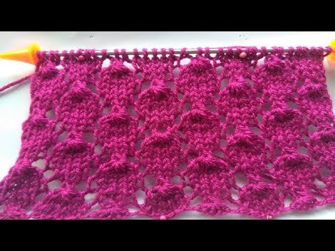 Ажурный узор спицами. смотреть онлайн