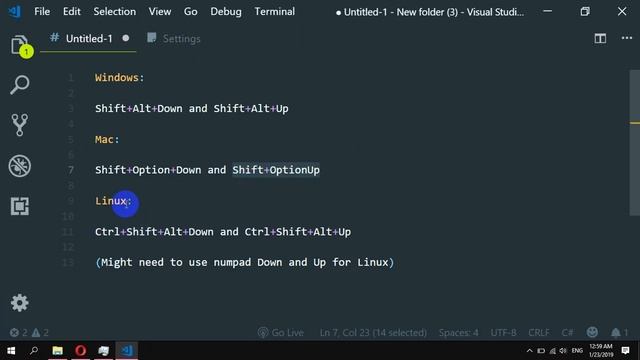 How to duplicate a line or selection in Visual Studio Code смотреть онлайн