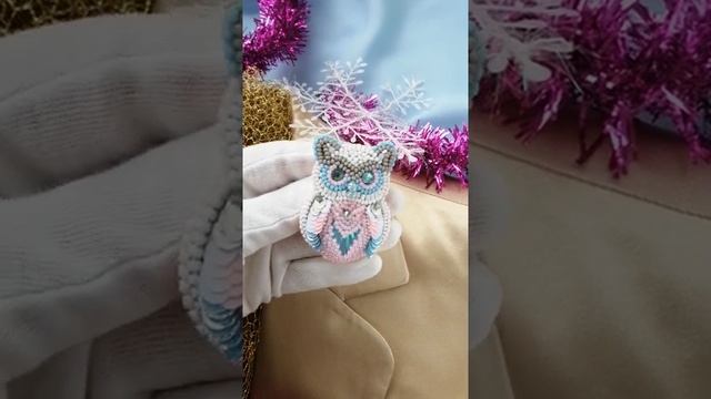 Сова брошь из бисера и пайеток. Pink owl pin brooch. Owl Jewelry. Gift for Her ??? смотреть онлайн