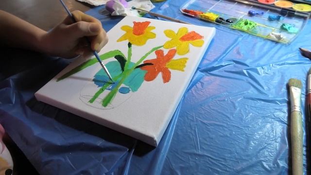 Насюшка рисует по маминым урокам. Картина "Нарцисы" смотреть онлайн