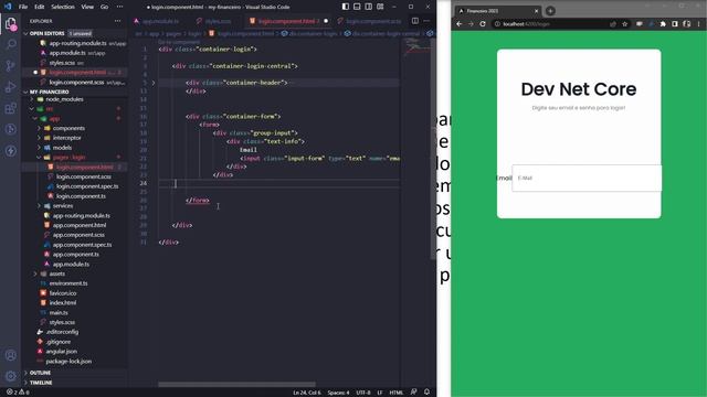 AULA 2 - ANGULAR - PROJETO FINANCEIRO (FRONT-END) CRIANDO TELA DE LOGIM COM HTML, SCSS E TYPESCRIPT смотреть онлайн