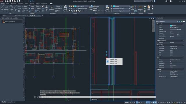 Door (Typical): AutoCAD Dynamic Block (Section View) смотреть онлайн