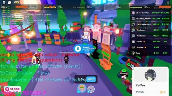 roblox pls donate donating to subs :3 (real stream frfr)