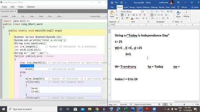 ICSE Std 10 String Handling Java Program on how to check and print the Longest and shortest word смотреть онлайн