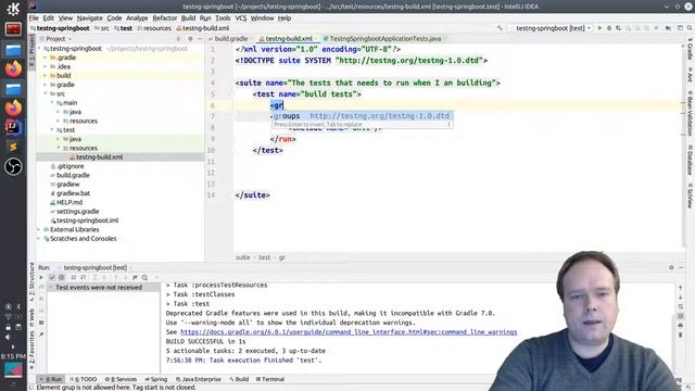 TestNG Spring Boot Gradle IntelliJ Up and running смотреть онлайн