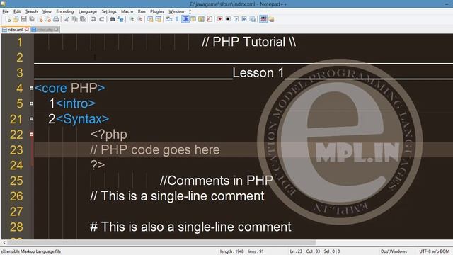 php tutorial core PHP in hindi Part 1 Intro Syntax Varibles Echo смотреть онлайн