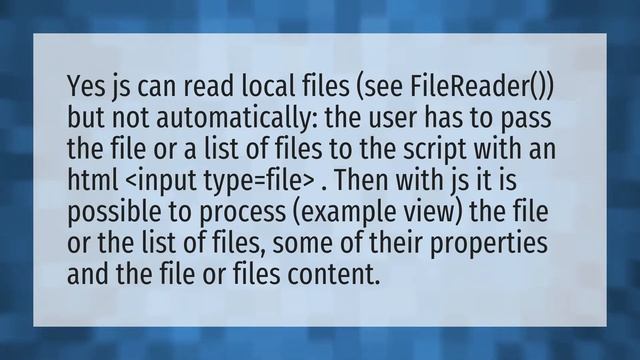 Can JavaScript read a file? смотреть онлайн