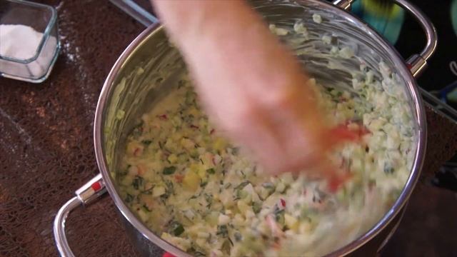 Окрошка с Креветками на сметане ! смотреть онлайн