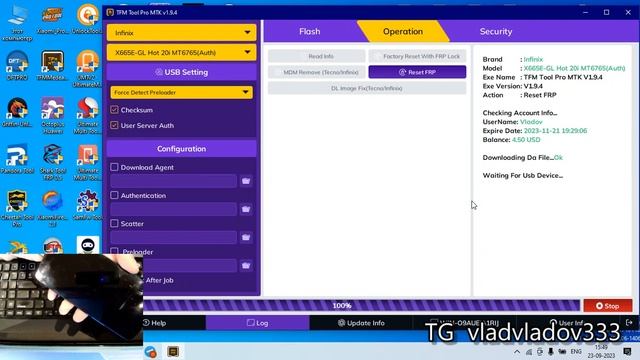 Разблокировка FRP Infinix Hot20i (X665E) TFM Tool
