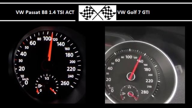 VW Passat B8 1.4 TSI ACT VS. VW Golf 7 GTI - Acceleration 0-100km/h смотреть онлайн