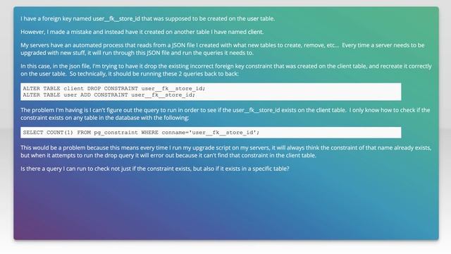 How to Check if a Foreign Key Exists on a Specific Table in PostgreSQL смотреть онлайн