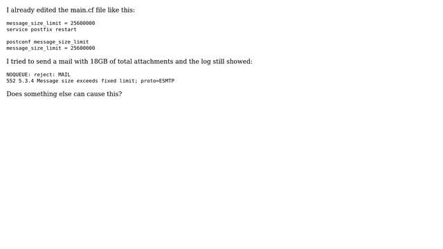 DevOps & SysAdmins: 552 5.3.4 Message size exceeds fixed limit смотреть онлайн