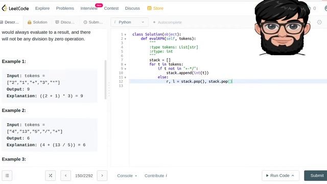 Leetcode Question 150 "Evaluate Reverse Polish Notation" in Python смотреть онлайн