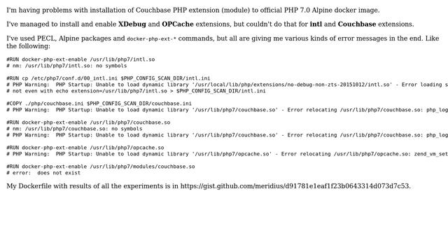 Unable to install some PHP extensions (modules) in official Docker PHP Alpine image смотреть онлайн