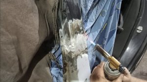 защита от корозии оловом сварочного шва после замены стойки #сварка #кузовной ремонт #лужение олово