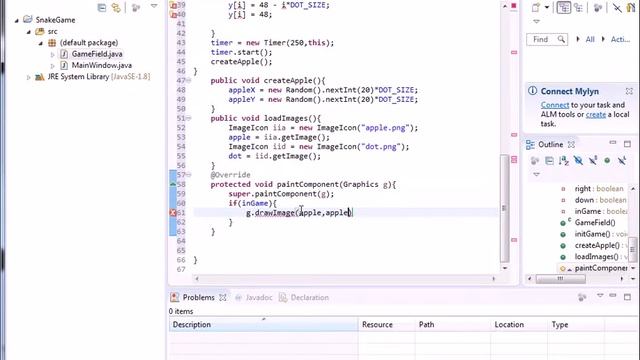 Пишем Игру Змейка на Java в Eclipse часть 4 смотреть онлайн