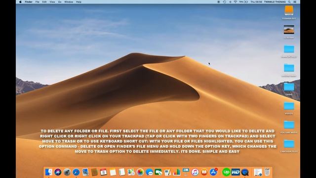 HOW TO DELETE ANY FILE OR FOLDERS USING KEYBOARD SHORTCUT ON MAC IN MAC OS MOJAVE