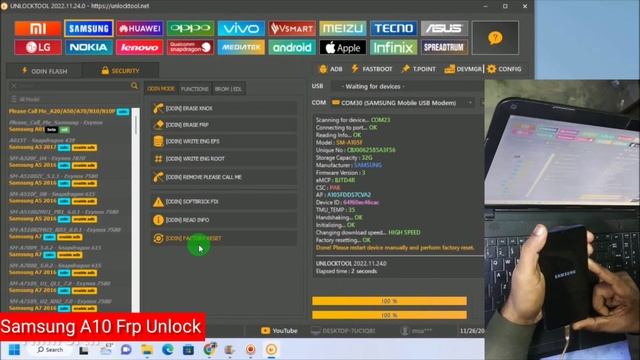 How To Factory Reset And Frp Unlock Samsung A10 (A105f) By Unlock Tool | Android 11 | 2022 |