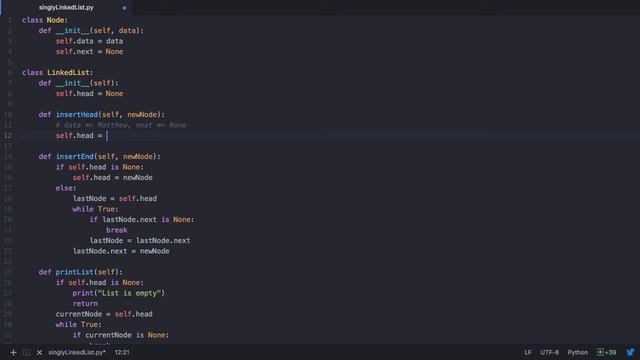 Singly Linked List in Python (Part 4/10) - Python implementation of head node insertion смотреть онлайн
