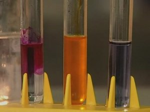 Химия. Опыты. Неорганика. Действие щелочей на индикаторы