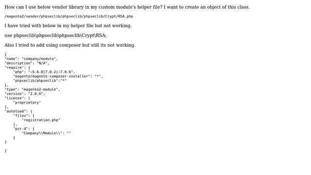 Magento: Magento 2 - Use vendor library in custom module's helper file смотреть онлайн