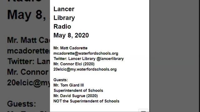 Lancer Library Radio May 8, 2020 смотреть онлайн