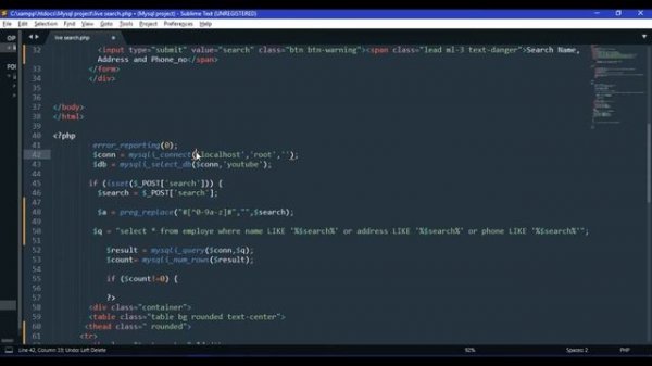 PHP Search | PHP Search Function | PHP Search data using Mysql Database