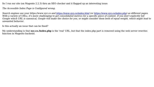 Magento: Magento 2 in SEO Checker - "The Accessible Index Page is Configured wrong" смотреть онлайн