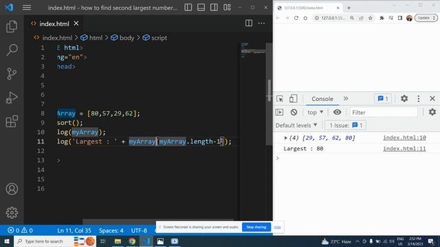 How to find second largest number in array | JavaScript Tutorials in Hindi | Interview Question #6 смотреть онлайн