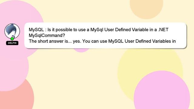 MySQL : Is it possible to use a MySql User Defined Variable in a .NET MySqlCommand? смотреть онлайн