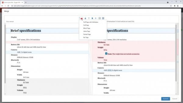 Introducing the Merge Tool in Oxygen XML Web Author