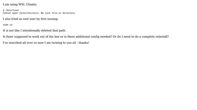 WSL fuser command not working смотреть онлайн