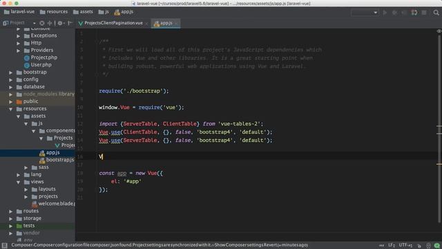 05 Laravel 5 y Vuejs 2: Desarrollar el componente ProjectPaginationClient pasando datos desde Blade смотреть онлайн