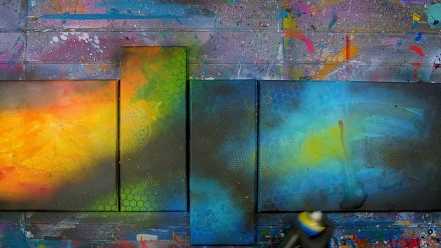 Abstract Painting: Technique and Creation of a Nebula in Quadriptych | Celestial Serenade смотреть онлайн