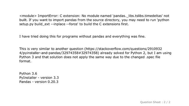 Pandas : No module named 'pandas._libs.tslibs.timedeltas' in PyInstaller смотреть онлайн