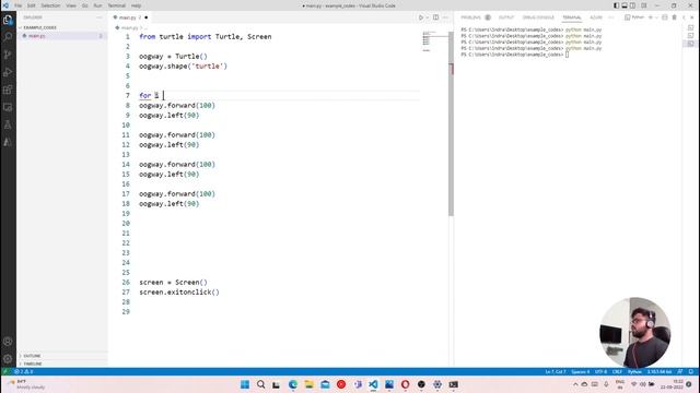 Exercise: Draw square | Turtle | Python in Hindi смотреть онлайн