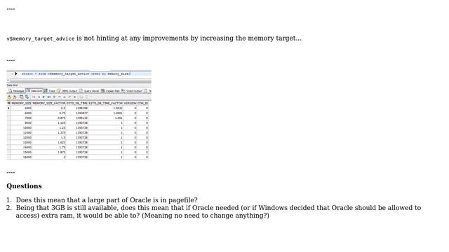 Oracle Commit size larger then available Ram, but v$memory_target_advice says OK смотреть онлайн
