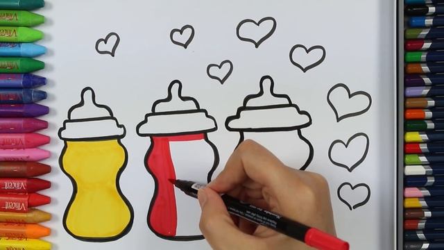 Как нарисовать детскую бутылку ? | Раскраска бутылочки | Раскраски | Как рисовать и цвет смотреть онлайн