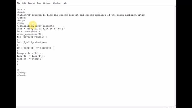 PHP Program To find the second biggest and second smallest of the given numbers смотреть онлайн