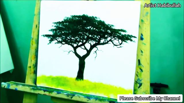 How to Paint Realistic Acacia Tree Easy | Acrylic Painting Tutorial смотреть онлайн