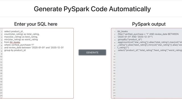 SQL Query to PySpark Convertor смотреть онлайн