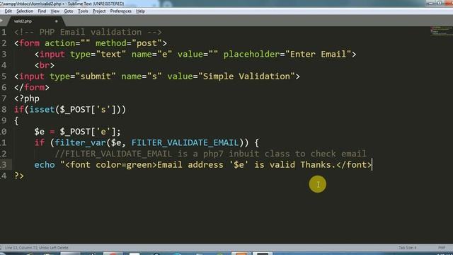php email validation || how to check php email || filter_validate_email in php || php tutorial смотреть онлайн