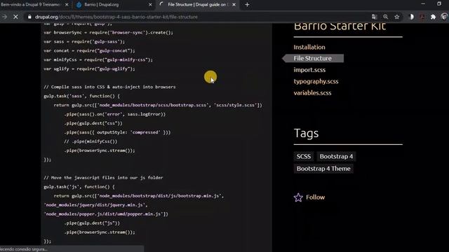 Aula 5 - Instalando e configurando subtema Boostrap Barrio SASS e Gulp - Drupal 9 смотреть онлайн