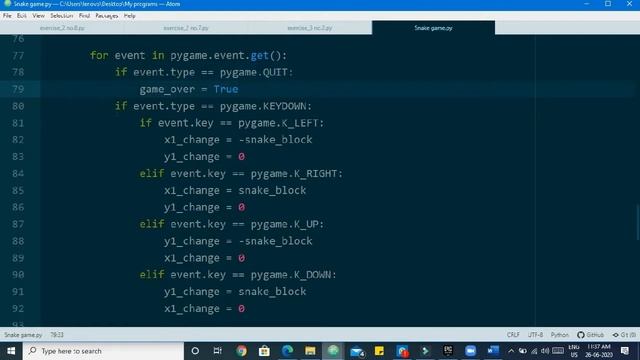 HOW TO MAKE A SIMPLE SNAKE GAME USING PYTHON AND PYGAME!!! смотреть онлайн