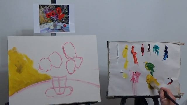 Картина маки. Часть 1. Как писать маки мастихином. Натюрморт поэтапно. How to write a still life смотреть онлайн