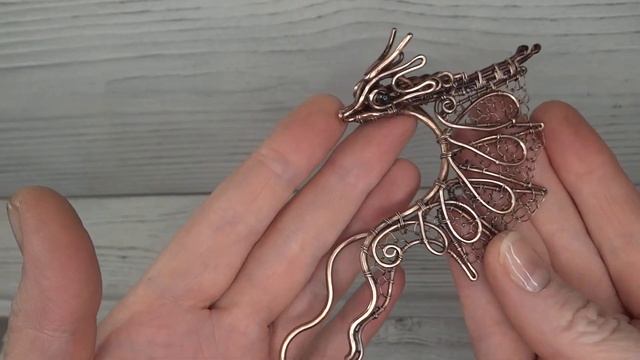 Кафф Дракон ( без прокола ) из медной проволоки смотреть онлайн