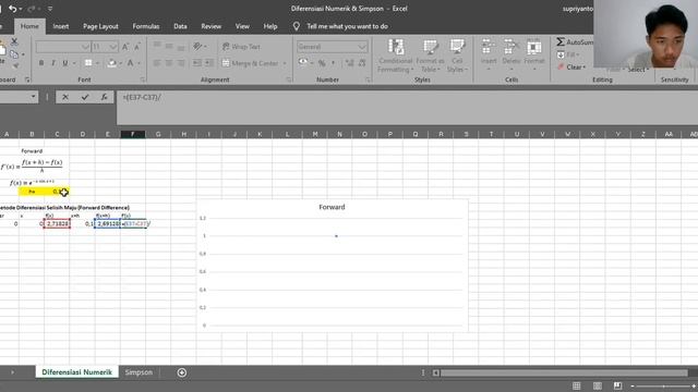 (85) 9.8.7 Diferensiasi numerik melalui Forward f(x) = e^(-x sin x + 1) menggunakan Ms Excel смотреть онлайн